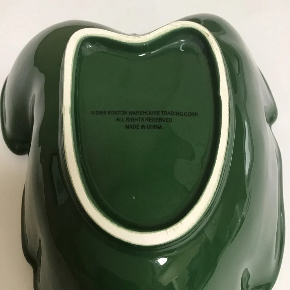 Tropical Leaf Serving Bowl Floral Spreader Green Ceramic Dip Fruit Hawaii Luau